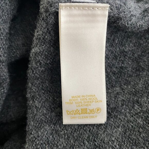 Kate Spade Sweater Bow Wool Gray Black Sheep Leather Elbow Patch Women's XS - Picture 7 of 8